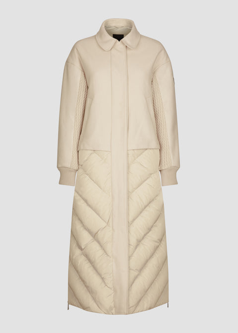 COAT IN NYLON BRIGHT + COMPACT WOOL