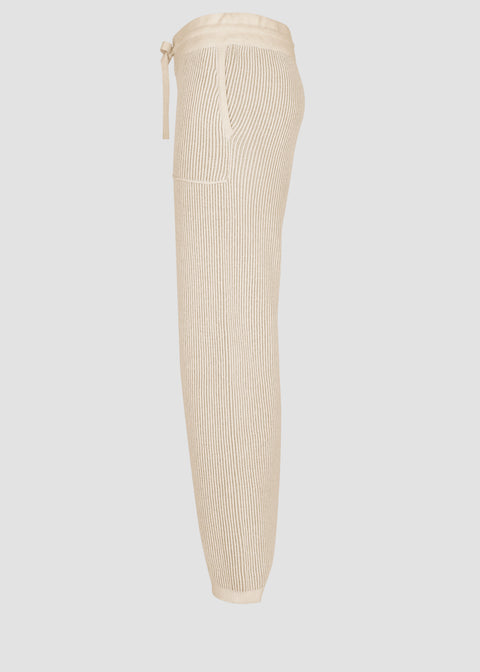 TROUSERS IN DOUBLE-SIDED RIB KNIT