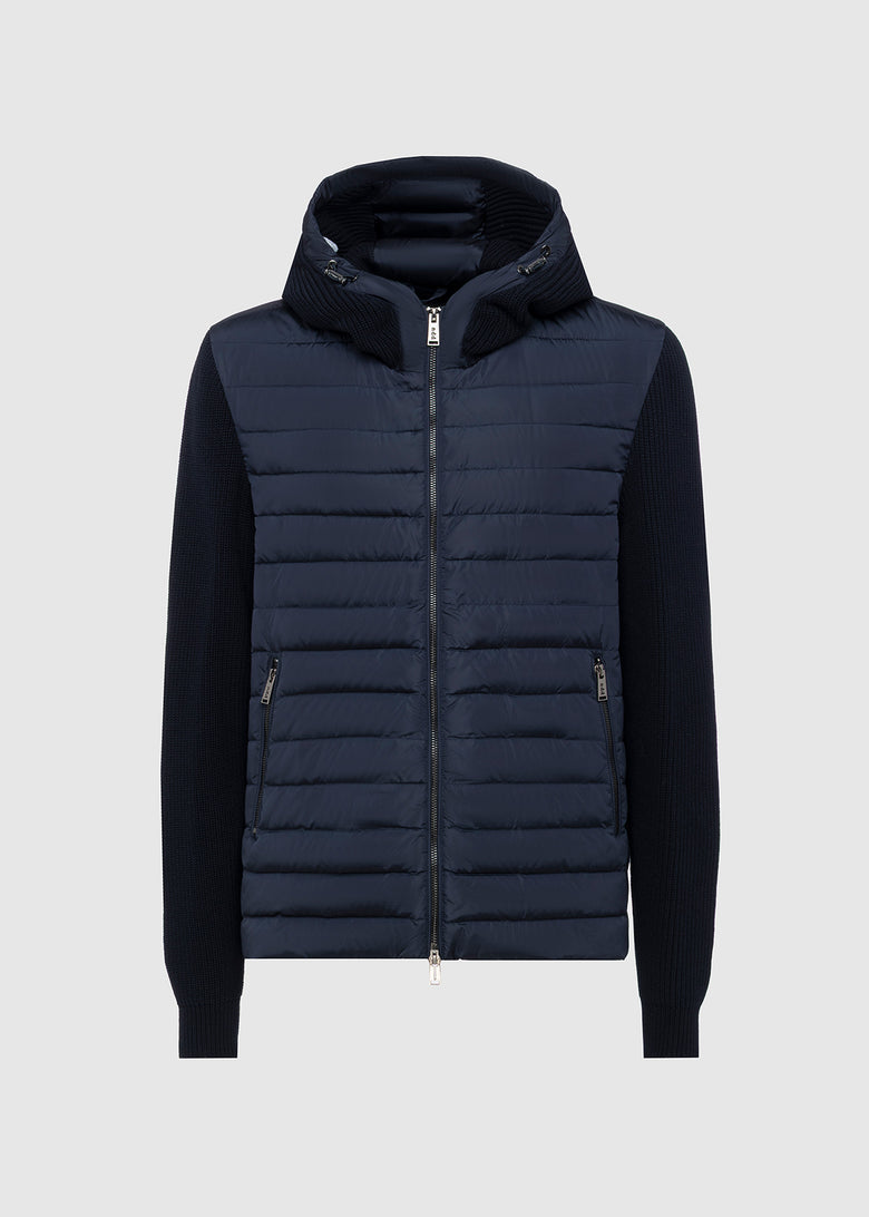 jacket with knitted sleeves
