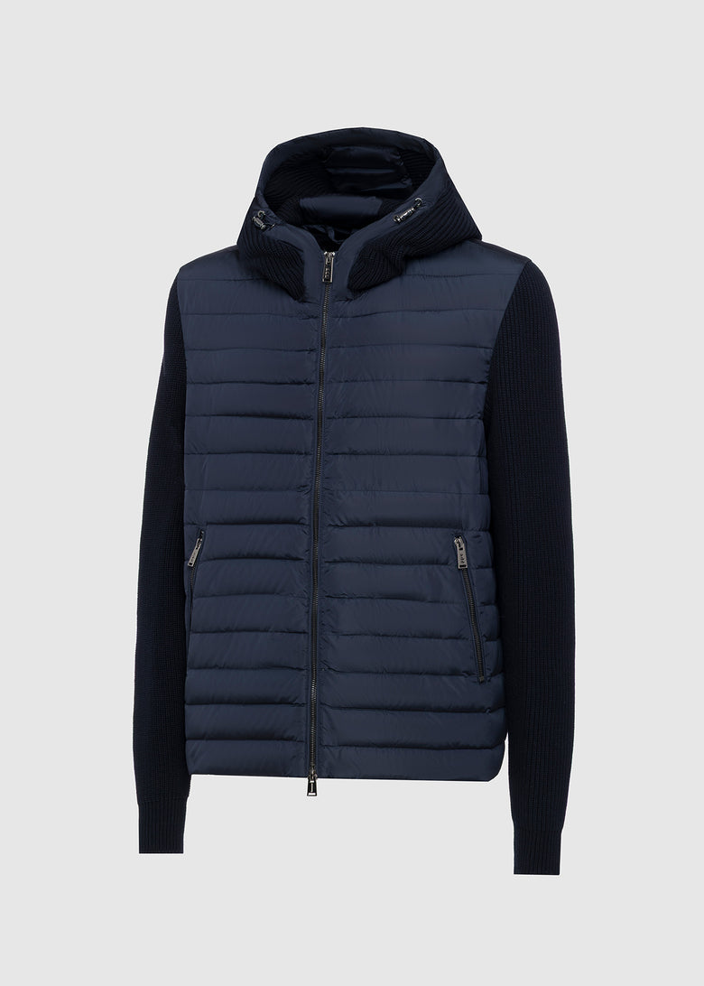jacket with knitted sleeves