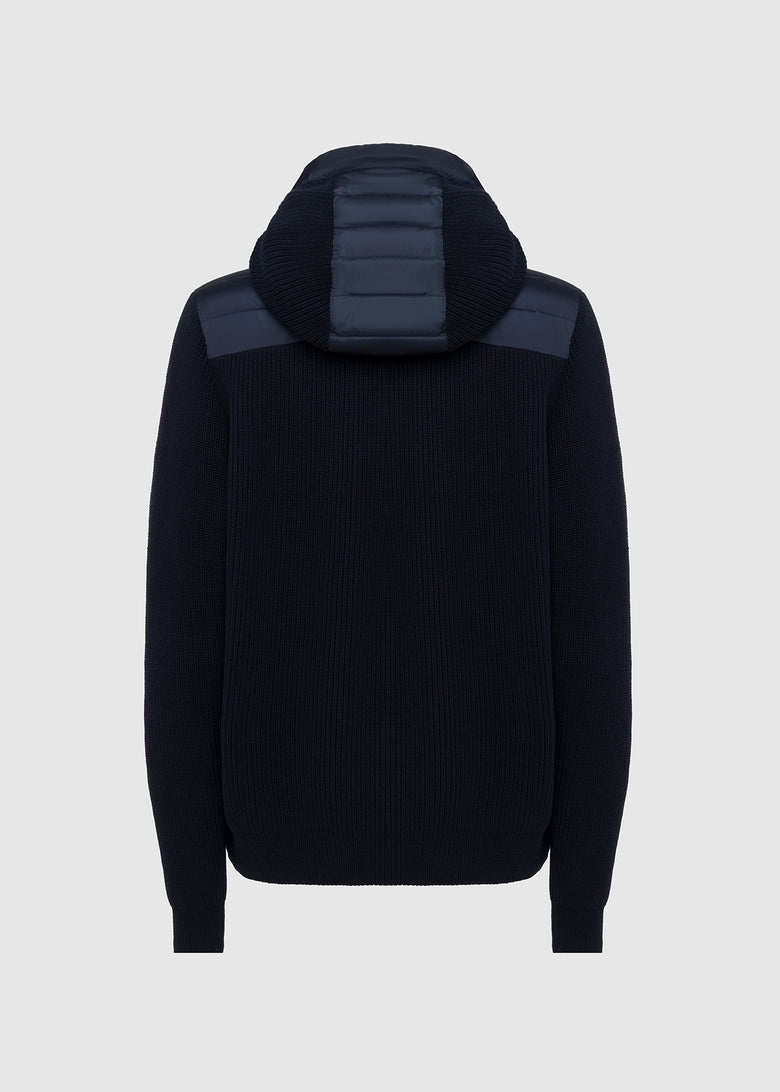 jacket with knitted sleeves