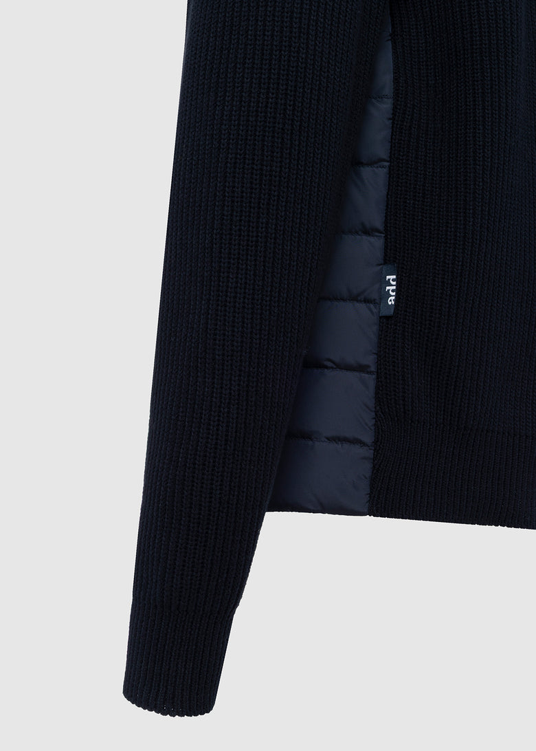 jacket with knitted sleeves