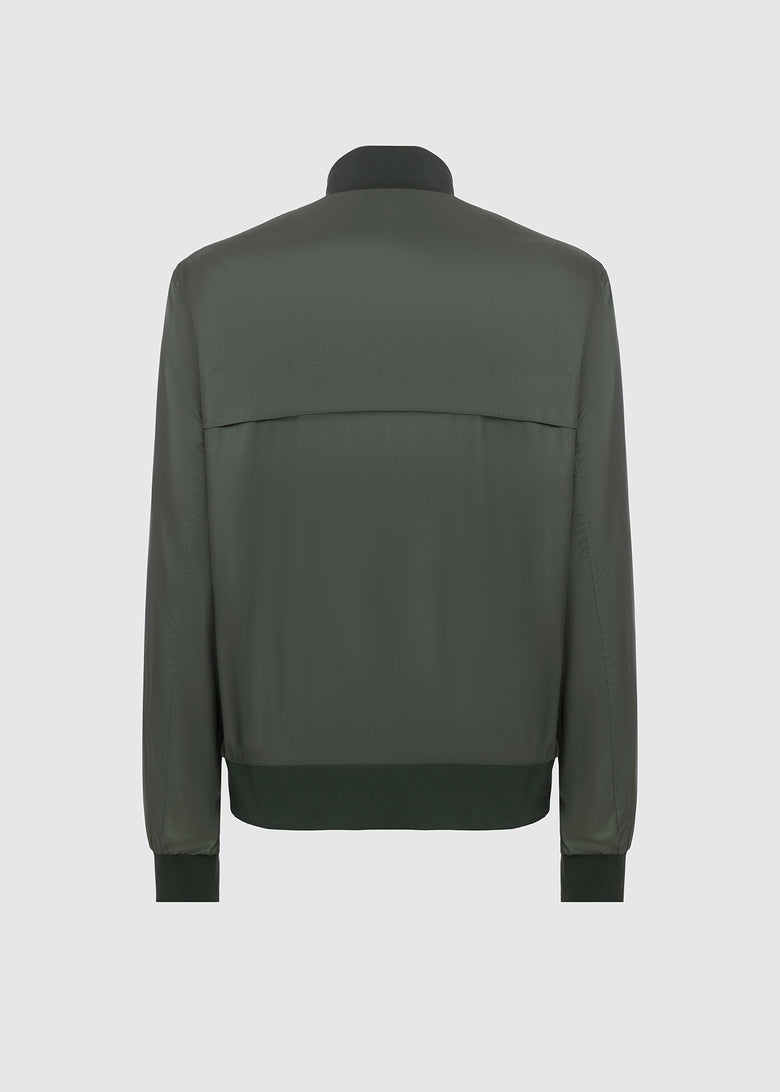 lightweight bomber jacket with knitted details