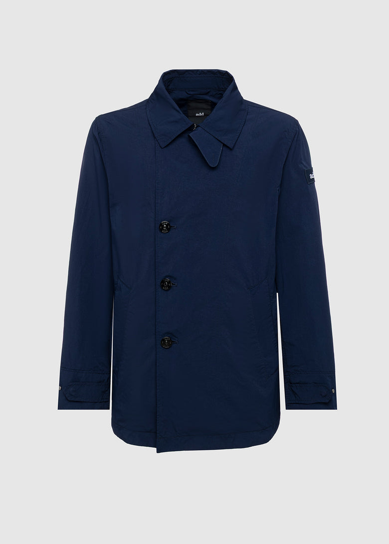 vintage garment-dyed peacoat in technical fabric