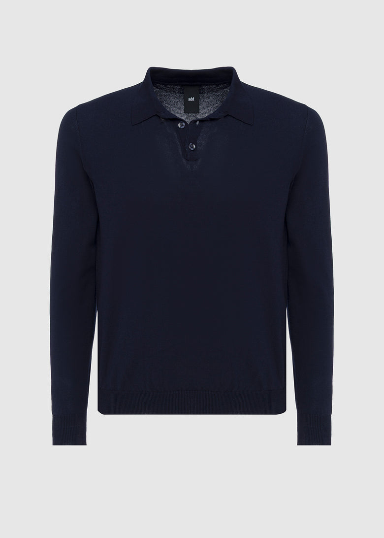 long sleeve polo shirt in lightweight knitted