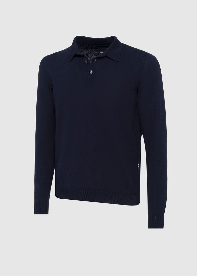 long sleeve polo shirt in lightweight knitted