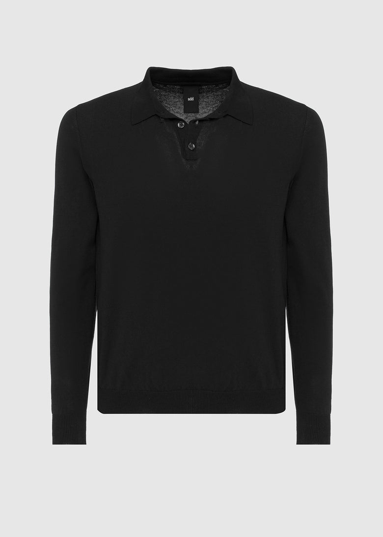 long sleeve polo shirt in lightweight knitted