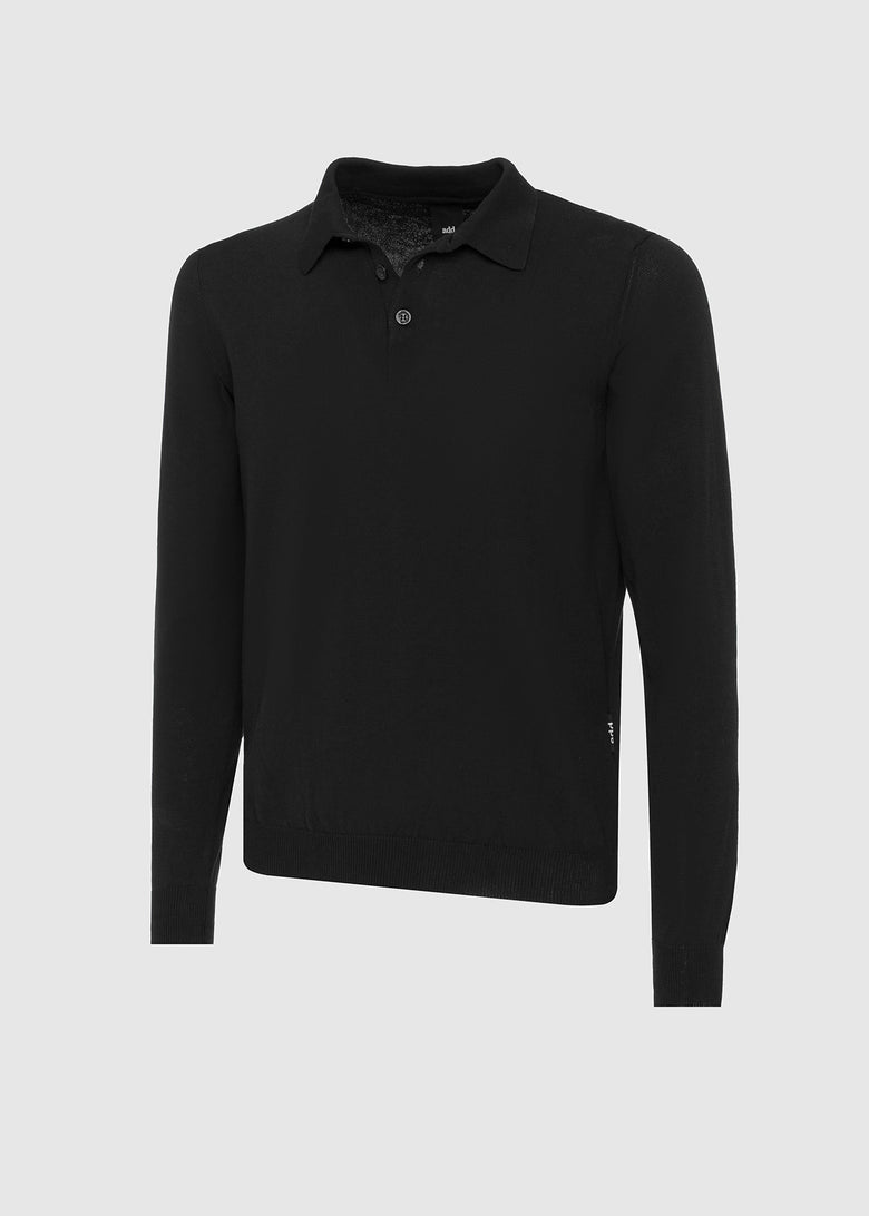 long sleeve polo shirt in lightweight knitted