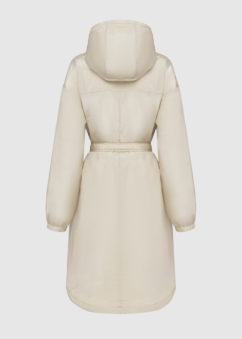 smooth padded parka with belt