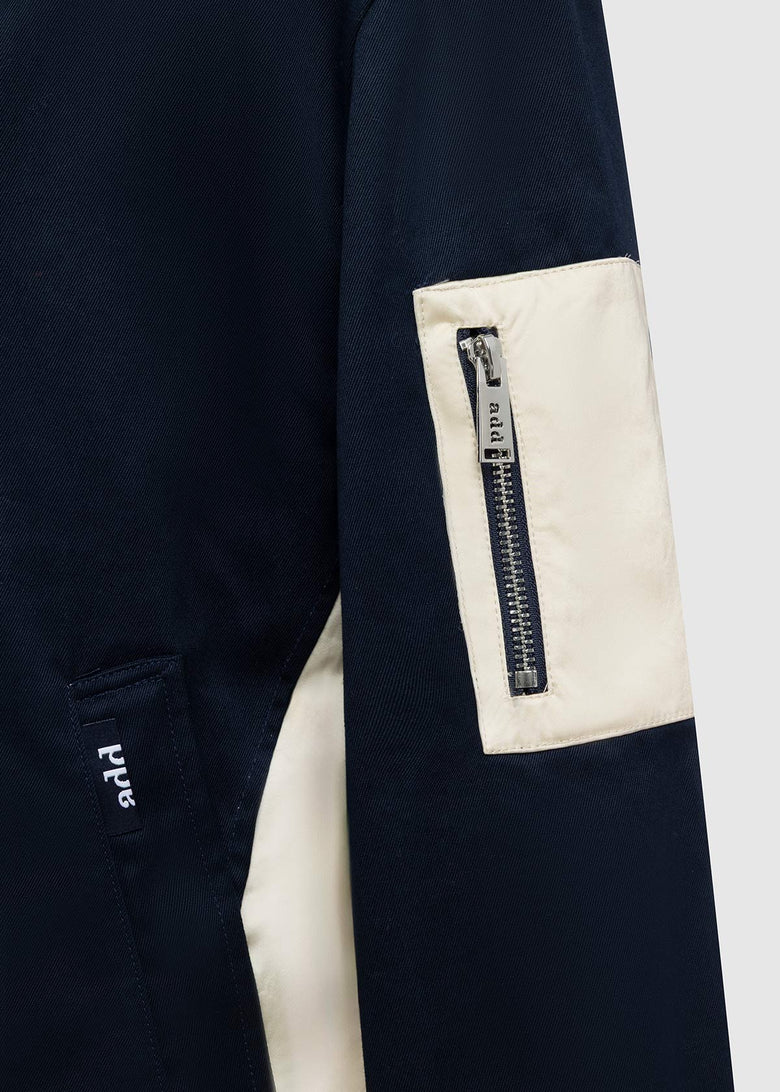 hooded bomber jacket in material mix