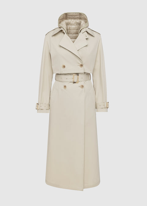 DOUBLE BREASTED TRENCH COAT WITH DETACHABLE INTERNAL VEST