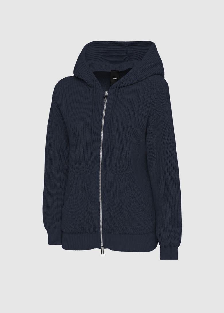 full zip knit sweatshirt