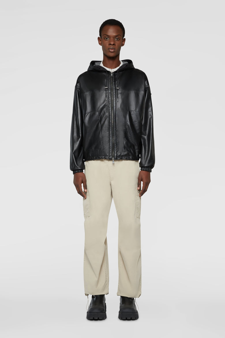 leather hoodie jacket