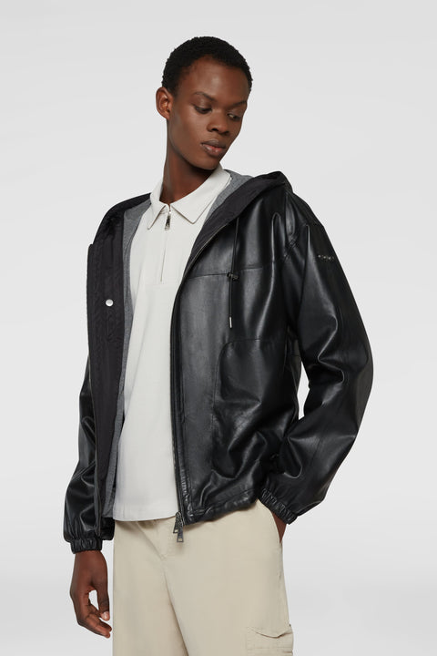 Giacca in Pelle con cappuccio