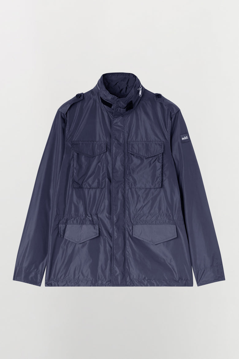 Field jacket in nylon idrorepellente con cappuccio di servizio