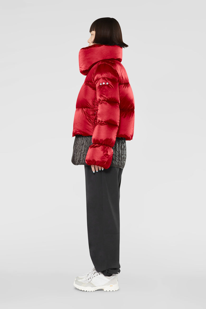 Short down jacket with detachable scarf