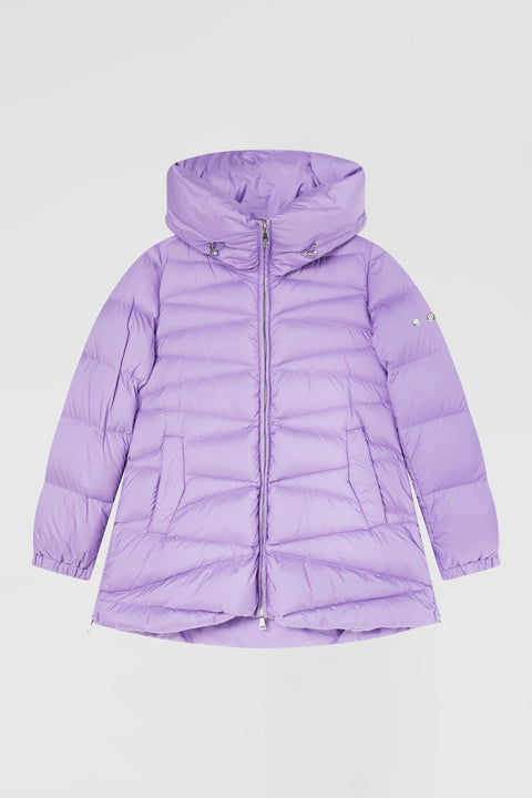 Hooded high collar down jacket