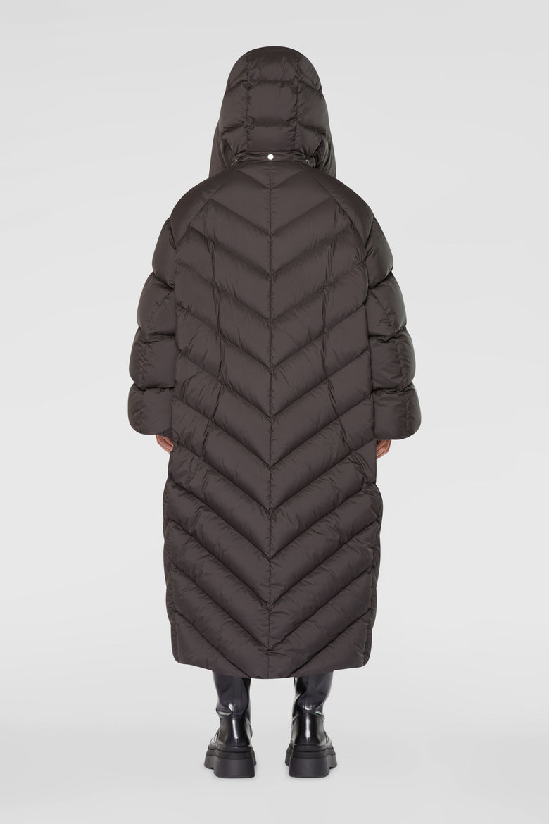 Oversize down coat with detachable hood