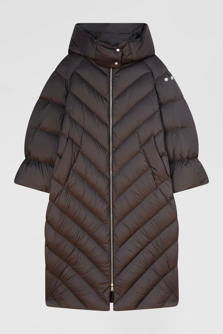 Oversize down coat with detachable hood