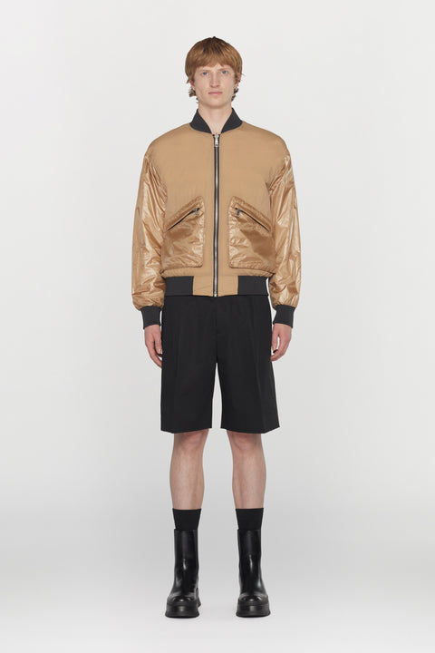 Bomber reversibile in tessuto tecnico idrorepellente con dettagli a costine