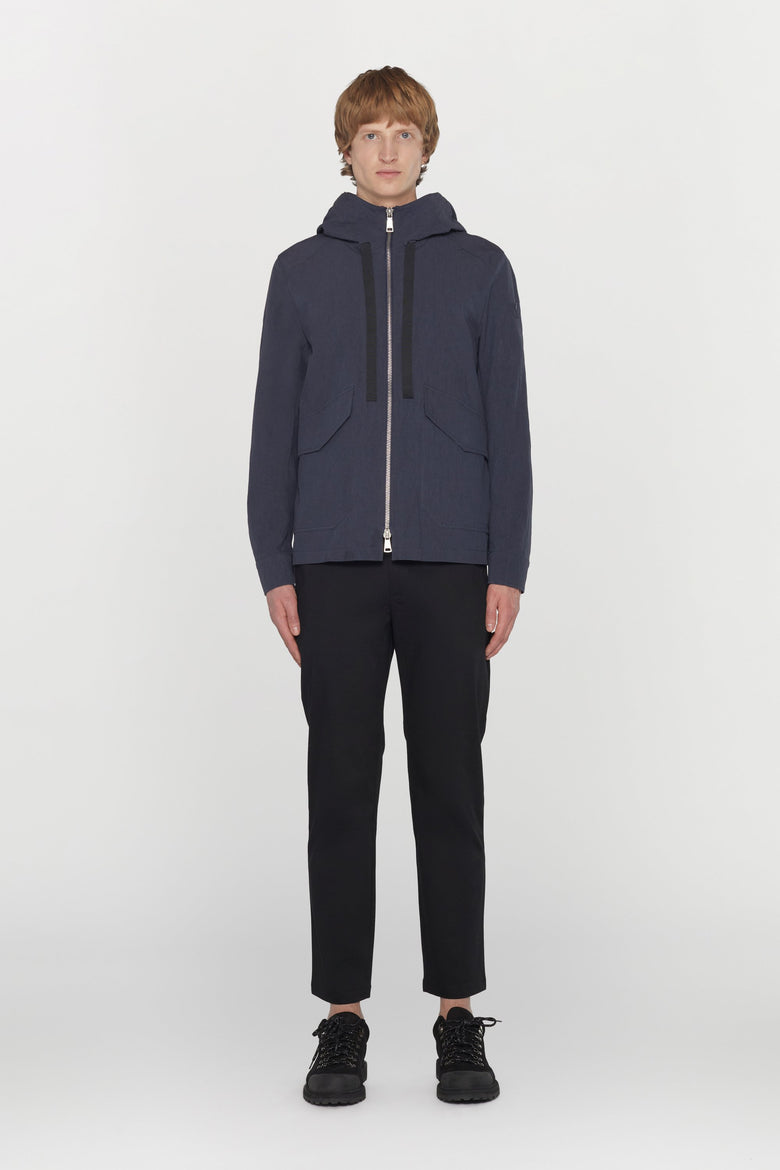 Cotton and nylon blend jacket with hood