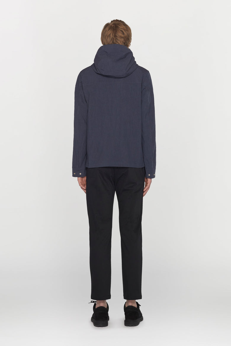 Cotton and nylon blend jacket with hood