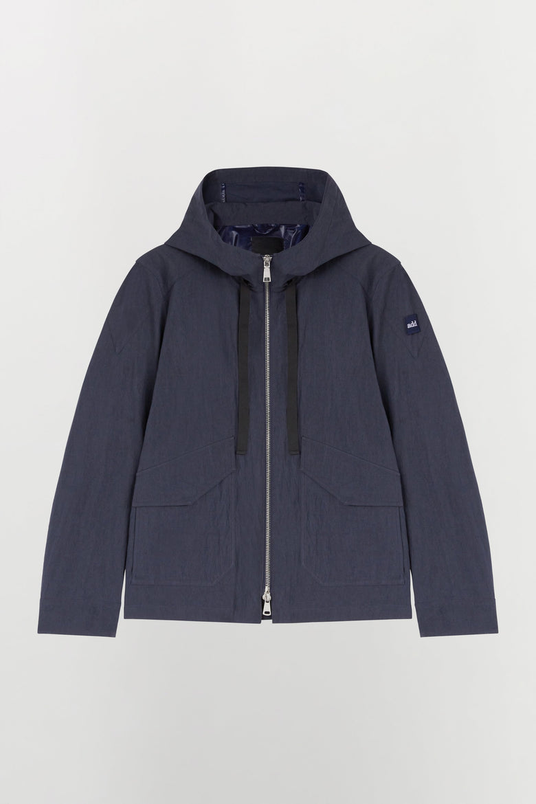 Cotton and nylon blend jacket with hood