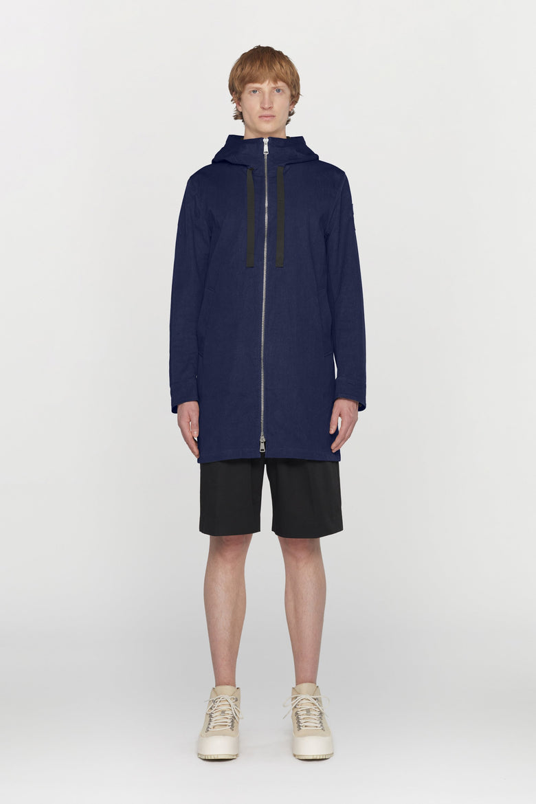 Water-repellent cotton and nylon blend jacket with hood