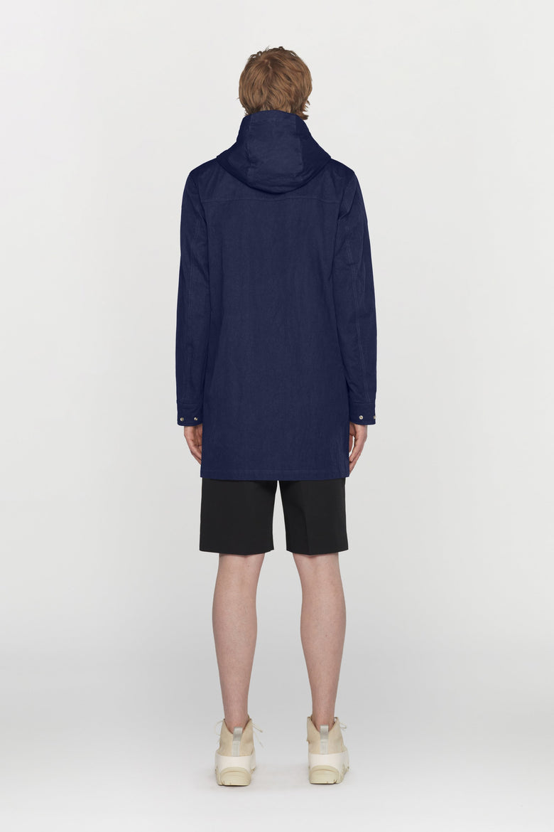Water-repellent cotton and nylon blend jacket with hood