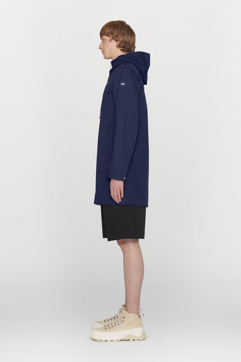 Water-repellent cotton and nylon blend jacket with hood