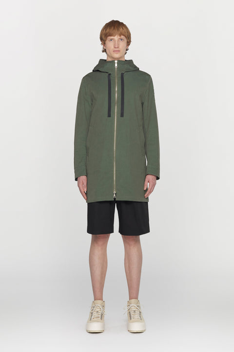 Giacca in misto cotone e nylon idrorepellente con cappuccio