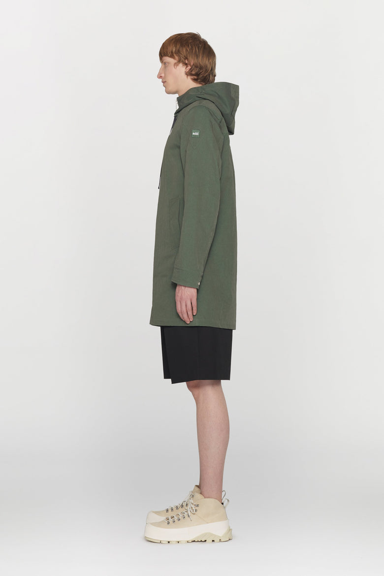 Water-repellent cotton and nylon blend jacket with hood