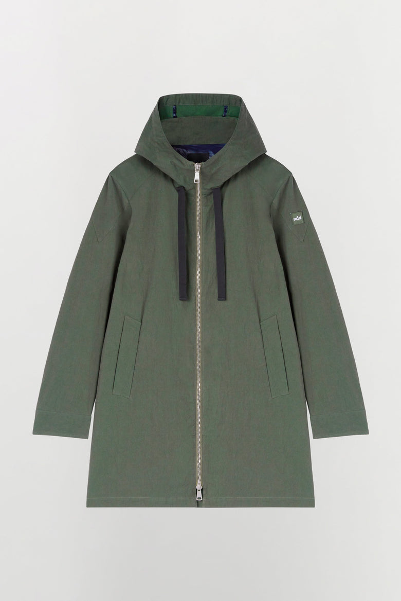 Water-repellent cotton and nylon blend jacket with hood