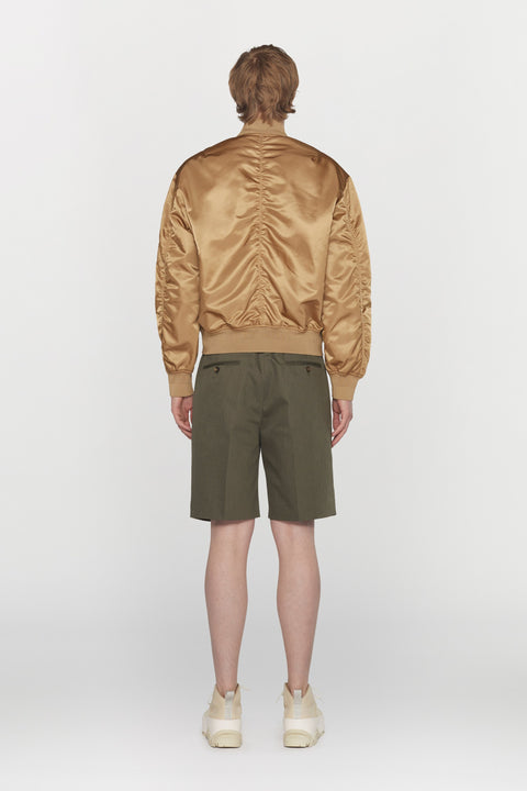 Bomber in nylon idrorepellente con dettagli a costine