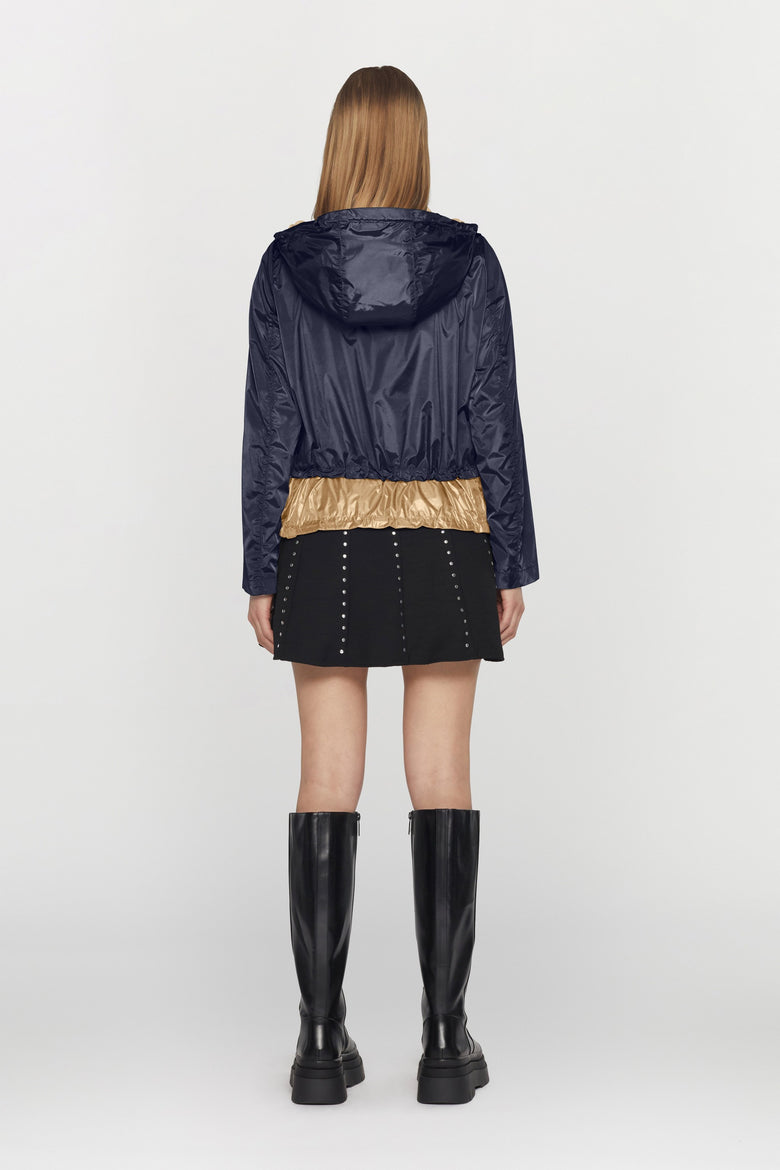 Hooded water-repellent nylon jacket