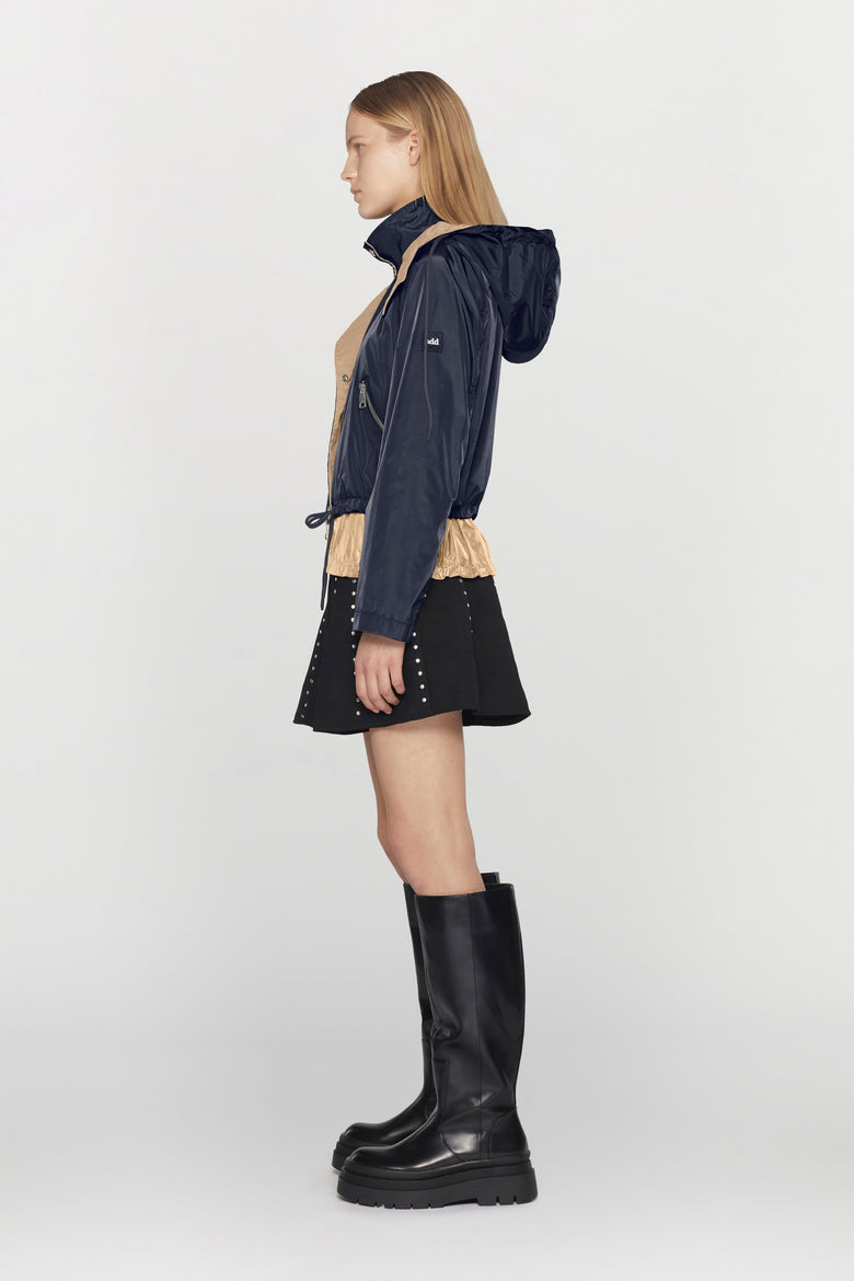 Hooded water-repellent nylon jacket