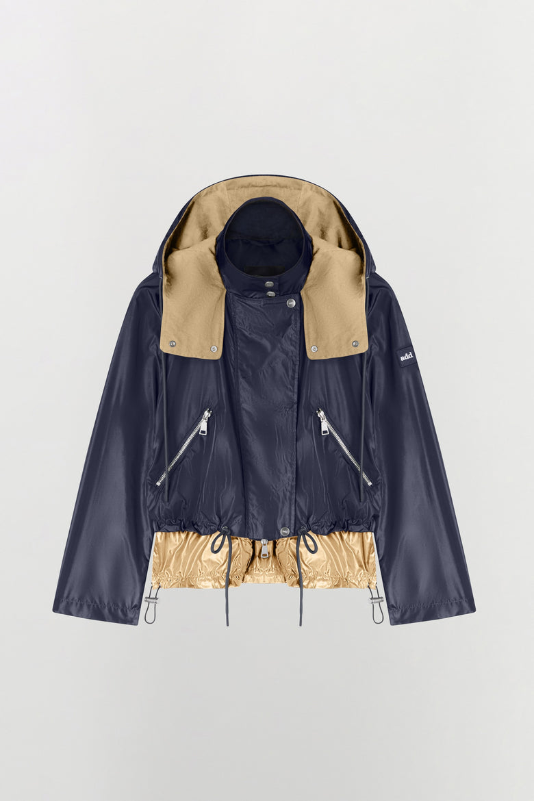 Hooded water-repellent nylon jacket