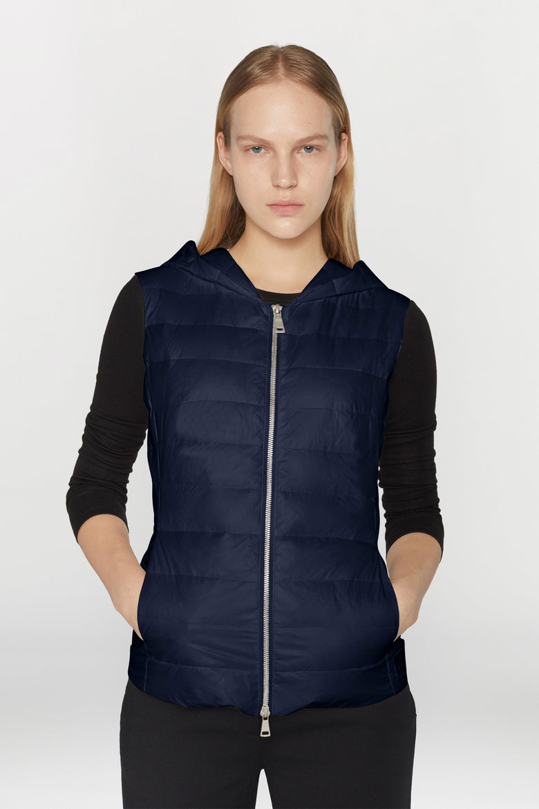 Gilet in nylon ultraleggero imbottito in piumino d'anatra