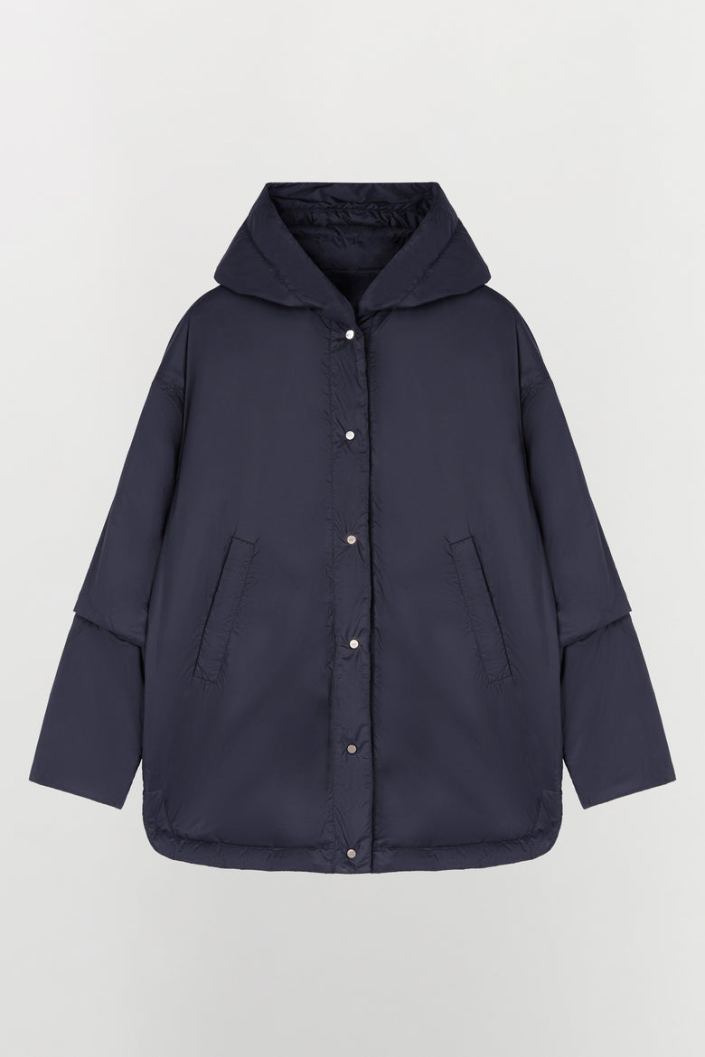 Goose down, reversible jacket in tech, ultralight fabri