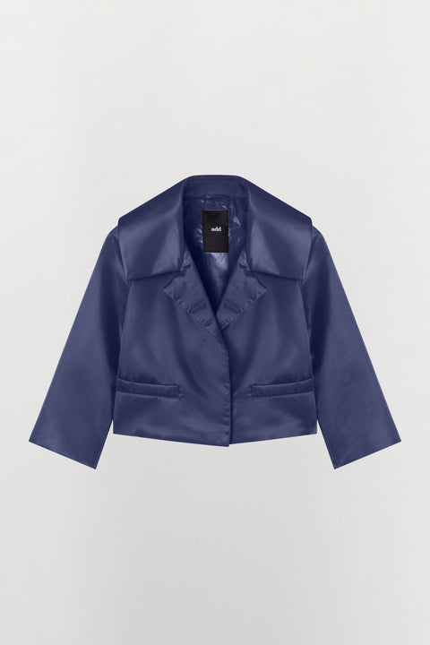 Giacca corta in nylon idrorepellente con rever