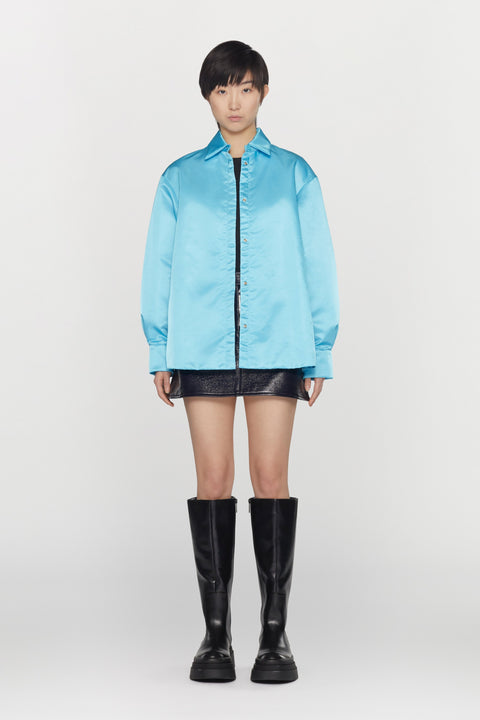 Camicia oversize in nylon idrorepellente con maniche regolabili