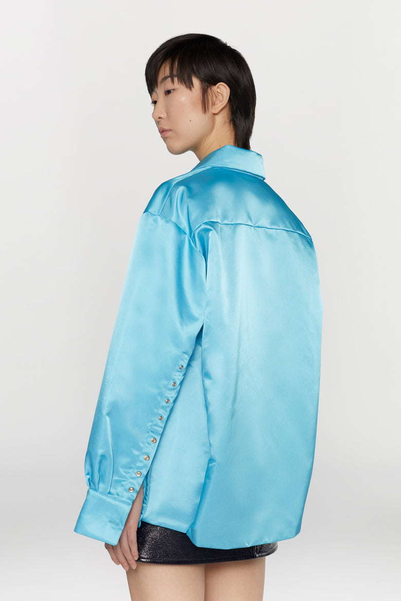 Camicia oversize in nylon idrorepellente con maniche regolabili