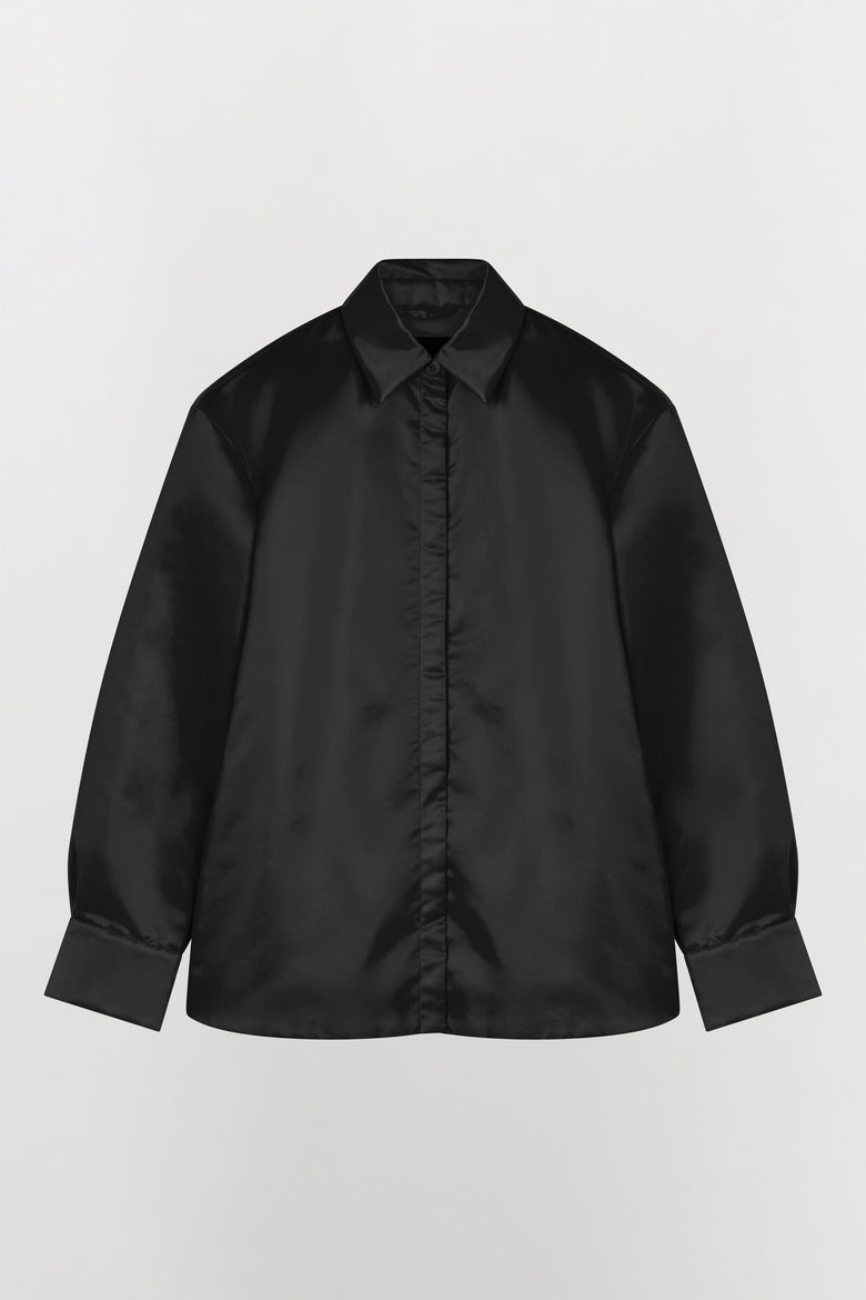 Water-repellent nylon oversize shirt with adjustable sleeves